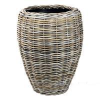 Кашпо Drypot Rattan Round grey outdoor, D48xH62см