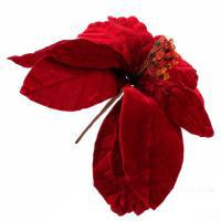 Цветок искусственный "Пуансеттия" (ткань), 18см