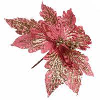 Цветок искусственный "Пуансеттия" (ткань), 20см