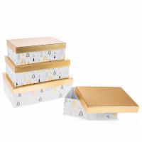 Набор коробок подарочных "Новогодняя" (картон), 32,8x23,4xH10,5 см, 30x21xH10 см, 24x16xH8,5 см (4шт