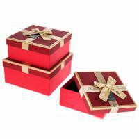 Набор подарочных коробок с бантом, 15x15xH6,5 см, 17x17xH8 см, 19x19x9,5 см (3шт)