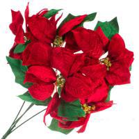 Цветок искусственный "Пуансеттия" (ткань), 40см