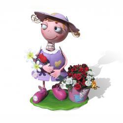 Уличная подставка для цветов - кашпо Девочка с цветком