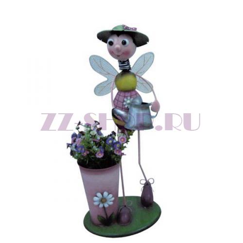 Уличная подставка для цветов - кашпо Пчела-девочка с лейкой